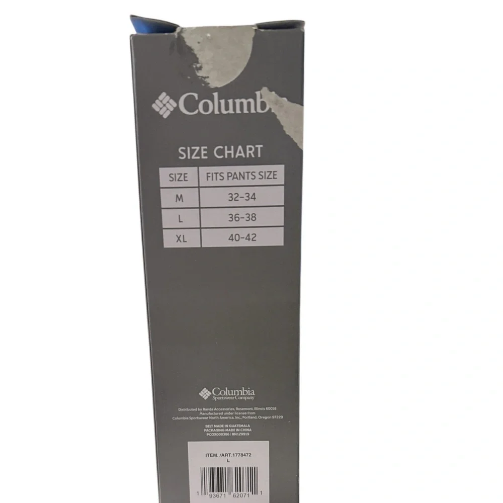 Columbia Men’s Leather Belt · Size Large (Fits 36–38) · Brown